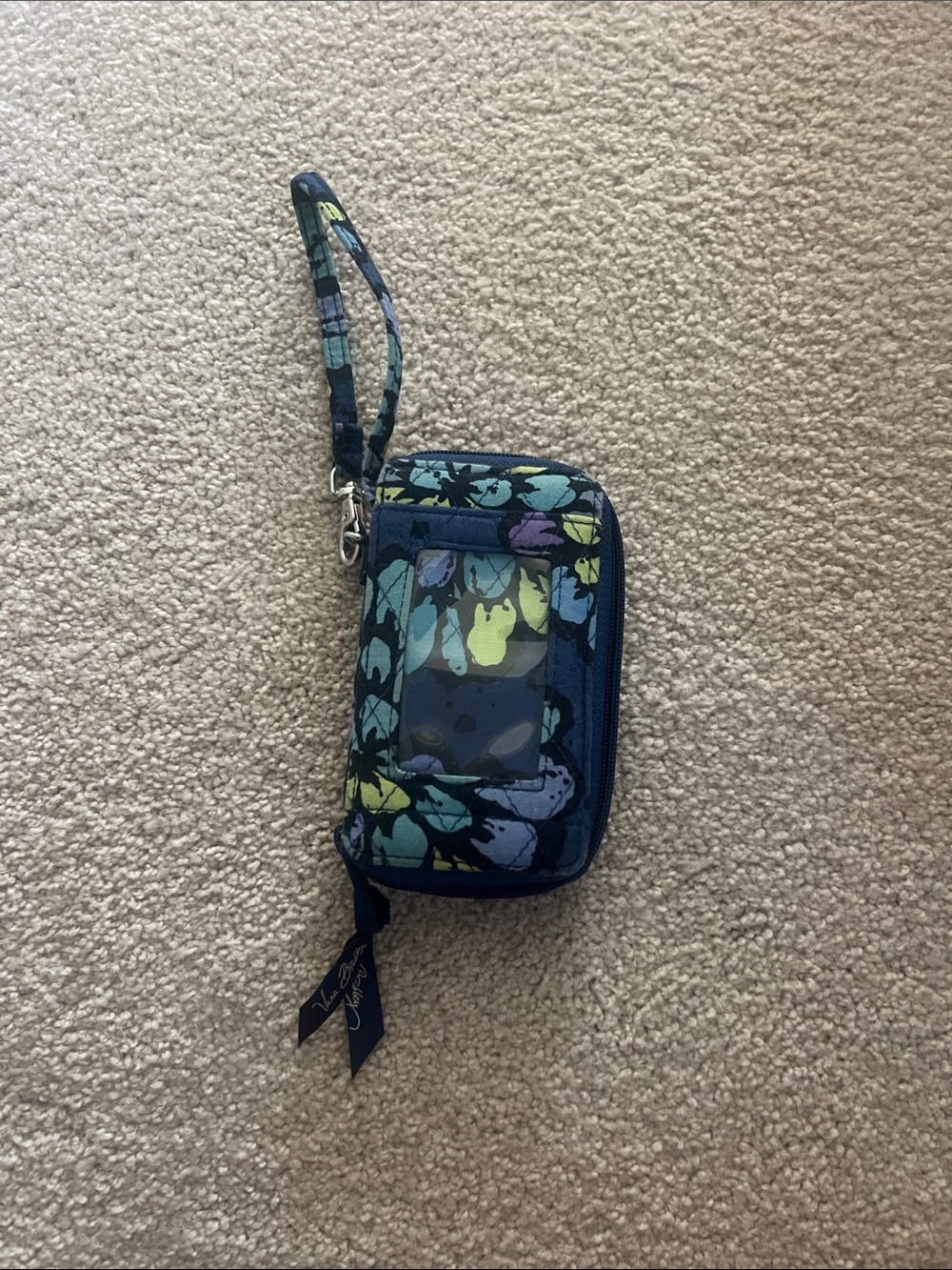 Vera Bradley Navy Floral Wristlet Wallet in Teal, Lime, Purple